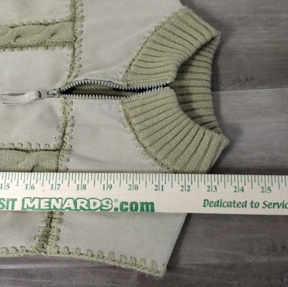 Designers Studio Originals suede and knit vintage full zip vest size S - Picture 6 of 11
